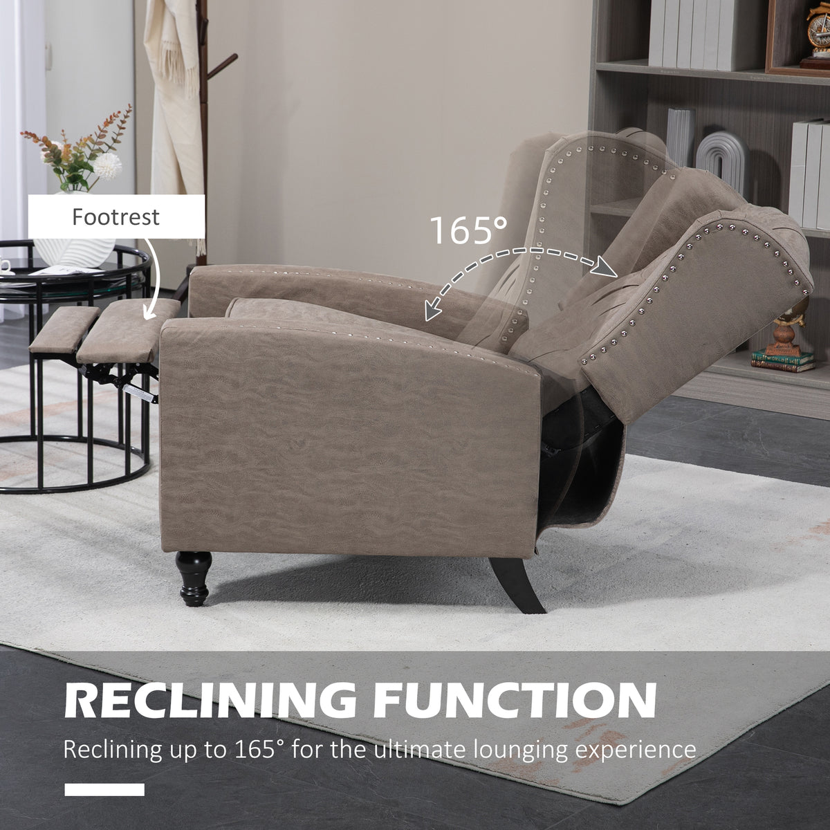 HOMCOM Chesterfield-Style Reclining Armchair in Brown
