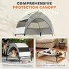 PawHut Portable Elevated Dog Bed with Removable Canopy, Cooling Raised Pet Cot for Small Medium Dogs, 76 x 61 x 60 cm