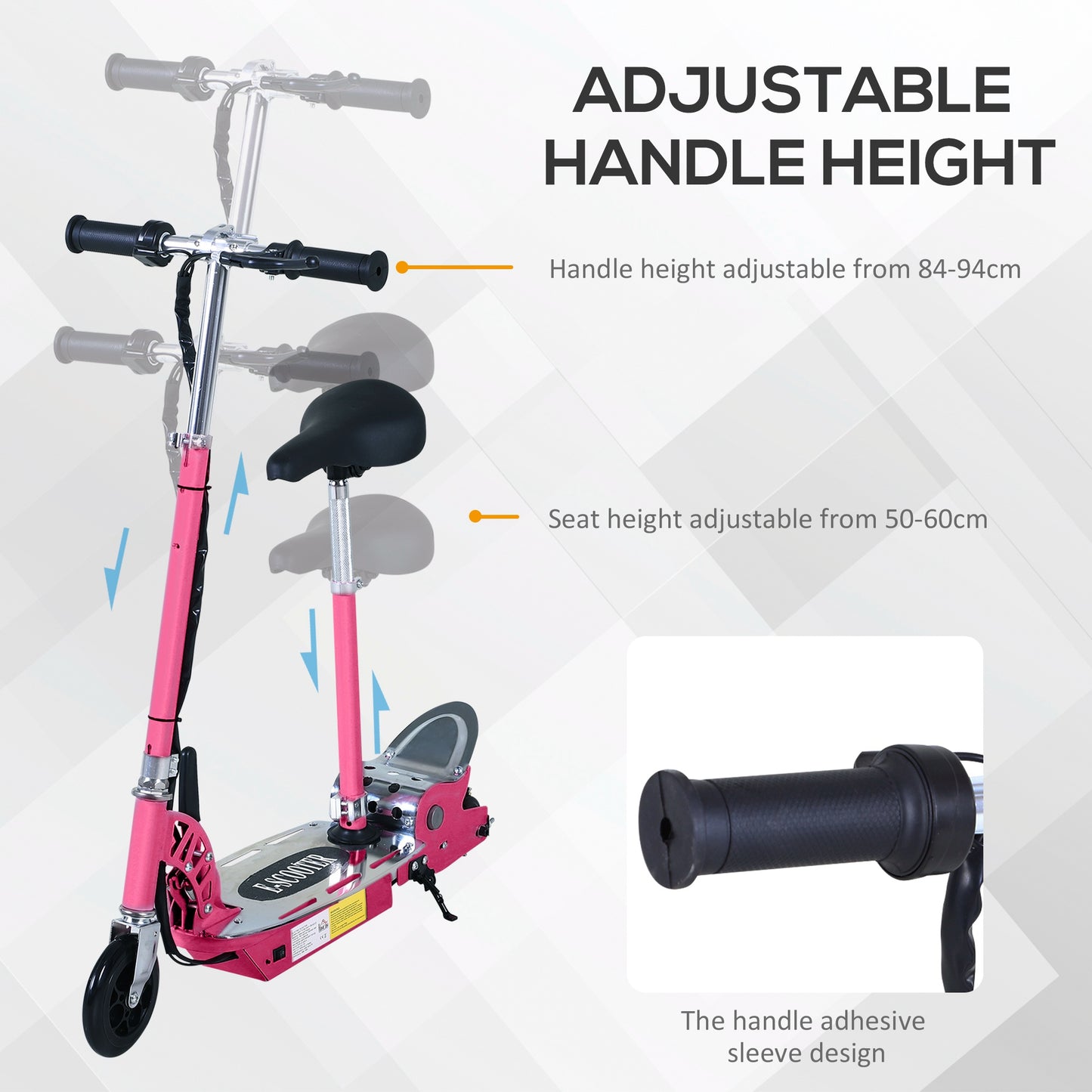 HOMCOM Electric Scooter for Kids, Foldable Powered Scooters for Age 7-12 with 120W Motor, Up to 10 KM/H & 8 KM, Adjustable Ride on Toy (Pink)