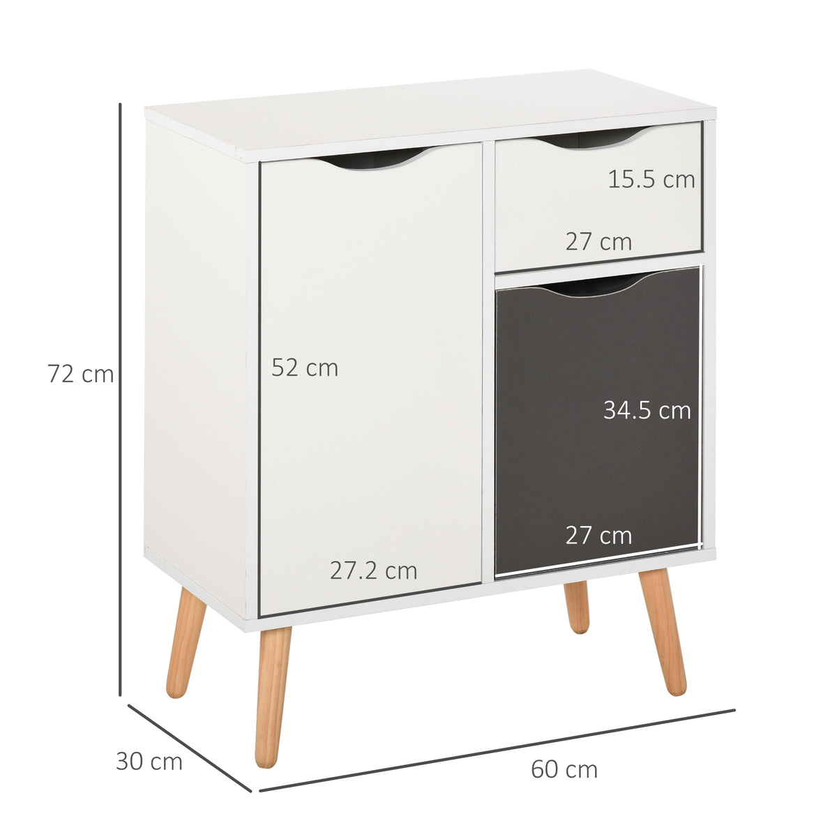 HOMCOM Sideboard Floor Cabinet Storage Cupboard in Grey