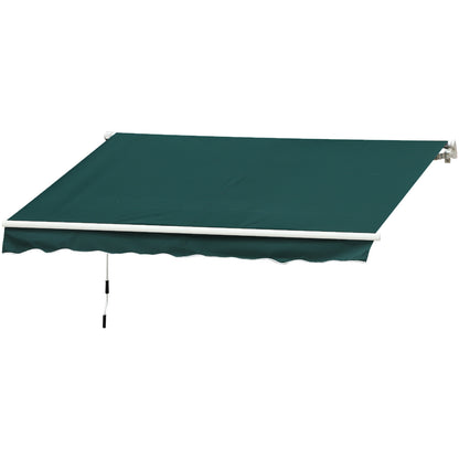 Outsunny Manual Retractable Awning, 3.5x2.5 m-Green