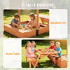 AIYAPLAY Kids Sand Pit with Lid, Wooden Sandpit with Canopy, Foldable Picnic Table, Bench Seats, Bottom Liner for Patio Garden