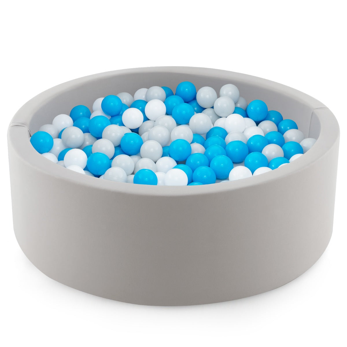 Soft Round Ball Pool filled with blue, white and grey balls