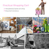 90L Folding Shopping Trolley with Removable Waterproof Bag and Cover-Pink