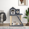 90cm Modern Cat Tree 3-level Cat Condo Furniture with Openable Roof-Gray