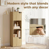 HOMCOM Narrow Bookcase, 4-Tier Bookshelf, Storage Cabinet with doors for Living Room, Bedroom, Oak