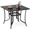 91CM Square Patio Table for 4 Outdoor Metal Dining Table with Umbrella Hole-Black