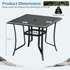 91CM Square Patio Table for 4 Outdoor Metal Dining Table with Umbrella Hole-Black