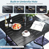 91CM Square Patio Table for 4 Outdoor Metal Dining Table with Umbrella Hole-Black