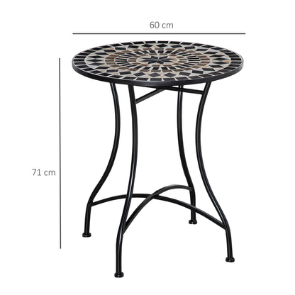 طاولة فناء خارجية من Outsunny Mosaic مقاس 60 سم - أسود