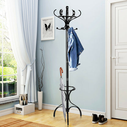 Wooden Coat and Hat Stand-Black