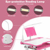 Height Adjustable Kid's Tilted Desk Set with Lamp & Drawer-Pink