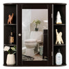 3-Tier Mirrored Wall Mounted Bathroom Cabinet-Brown