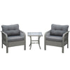 Outsunny 3 Pieces Rattan Bistro Set with Glass Top Coffee Table, Chairs and Cushions for Outdoor, Patio, Balcony, Grey