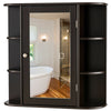 3-Tier Mirrored Wall Mounted Bathroom Cabinet-Brown