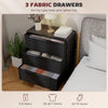 HOMCOM Chest of Drawers, Dresser with 3 Fabric Drawers and Aluminium Handles - Black