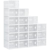 HOMCOM 18PCS Clear Shoe Box, Plastic Stackable Shoe Storage Box for UK/EU Size up to 12/46 with Magnetic Door for Women/Men, 28 x 36 x 21 cm