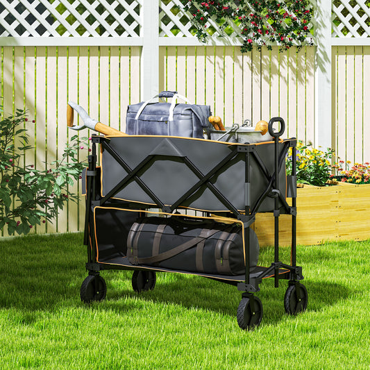 Outsunny Double Decker Folding Festival Trolley on Wheels in Grey
