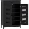 HOMCOM Shoe Cabinet with Louvered Doors, Modern Shoe Storage Cabinet with Drawer and Adjustable Shelves, Black