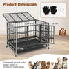 96/120cm Metal Dog Cage Foldable with Double Door and Wheels-M