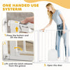 PawHut Dog Gate with Cat Flap Pet Safety Gate Barrier, Stair Pressure Fit, Auto Close, Double Locking, for Doorways, Hallways, 75-103 cm White