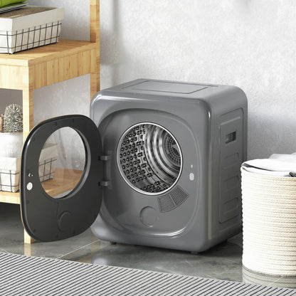 HOMCOM 4kg Vented Tumble Dryer with 5 Drying Mode, 800W Compact Freestanding Front Tumble Dryer, Grey