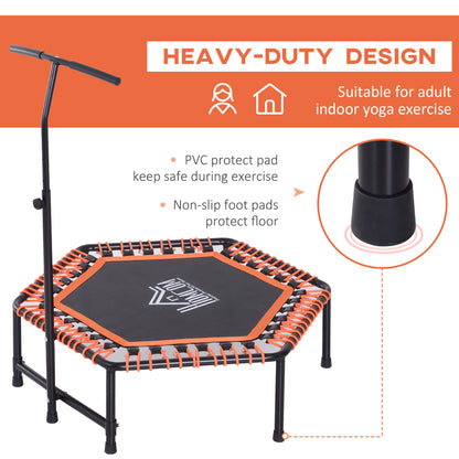 HOMCOM Mini Trampoline W/Adjustable Handle Bar in Black and Orange