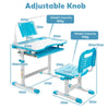 Height Adjustable Kid's Tilted Desk Set with Lamp & Drawer-Blue