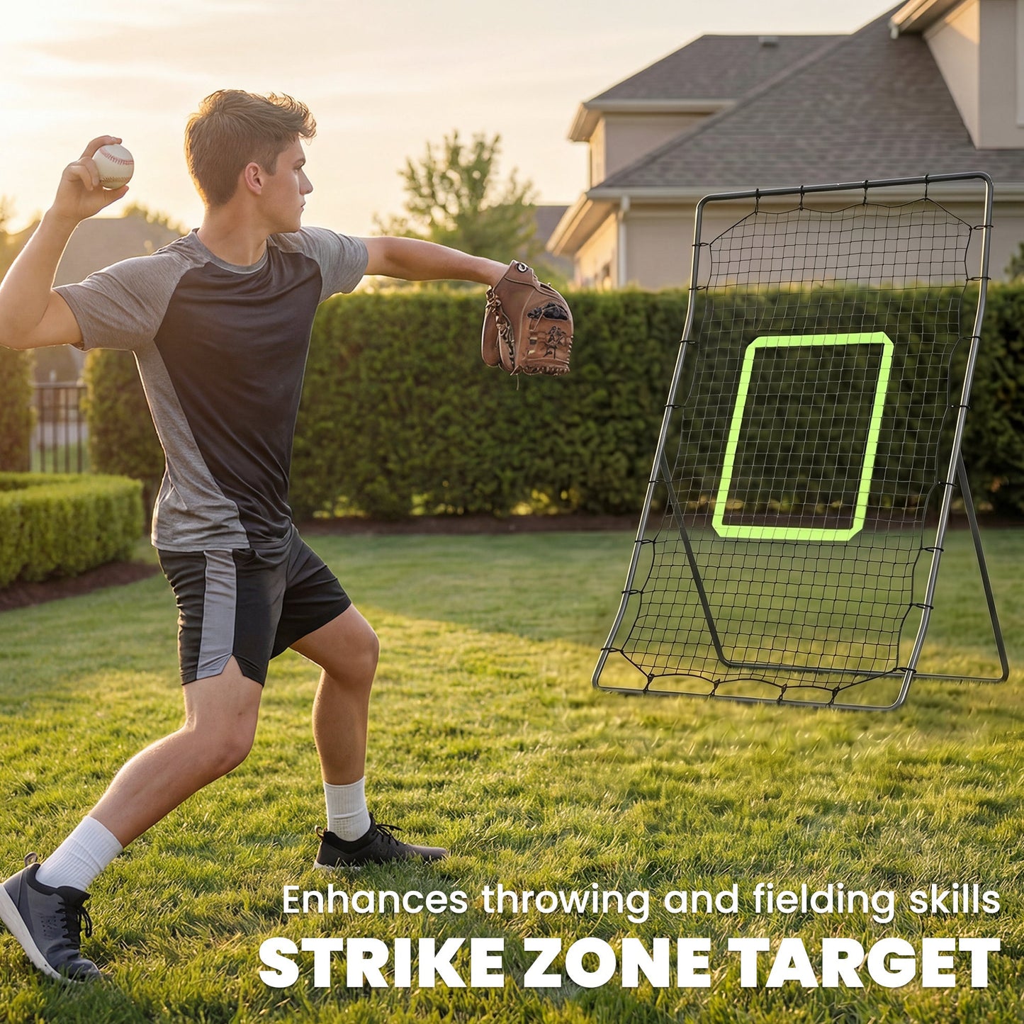 HOMCOM Baseball Rebounder Net Teens Adults Game Spot Softball Training Aid Practise Target Strike Shot Goal Play