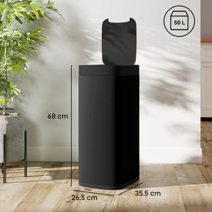 HOMCOM 50L Sensor Bin, Automatic Kitchen Bin, Manual Override, Battery Operated, Inner-Bucket-Free, for Kitchen, Bedroom, Black