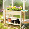 Outsunny 46 x 94cm Wooden Raised Planter, with Shelves - Natural Finish
