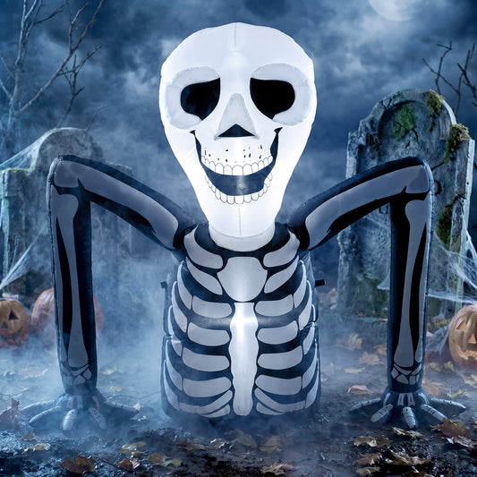 Outsunny Inflatable Ground Crawling Skeleton in Black