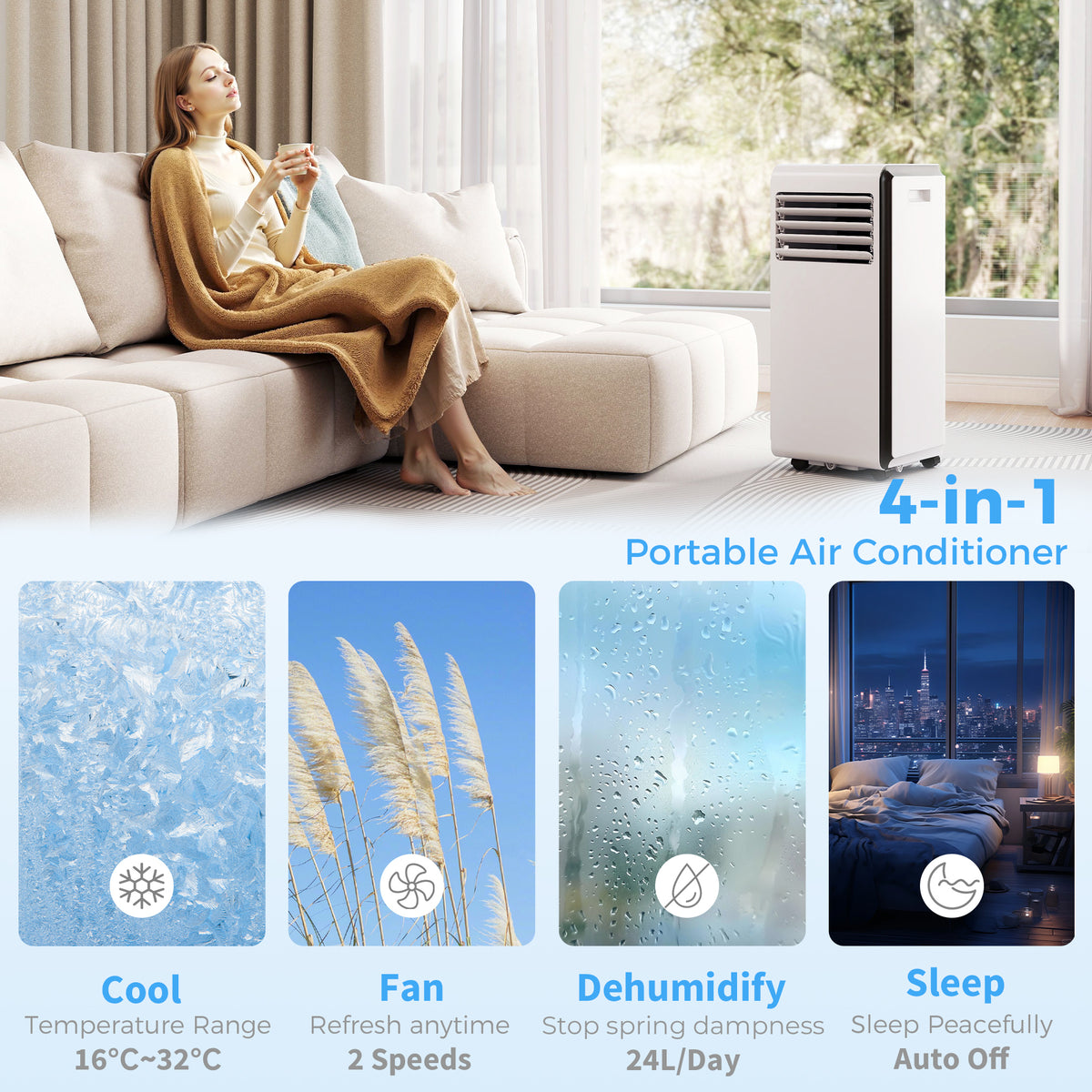 HOMCOM Portable Air Conditioner 9000 BTU in White