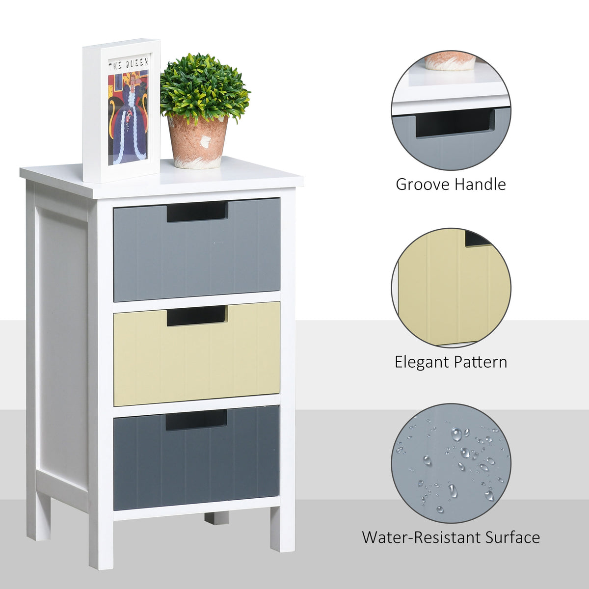 HOMCOM 3 Drawer Storage Tower in Multi Colour