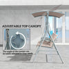 Outsunny 2 Seater Garden Swing Chair Patio Rocking Bench w/ Tilting Canopy, Double Padded Seats, Storage Bag and Tray, Beige