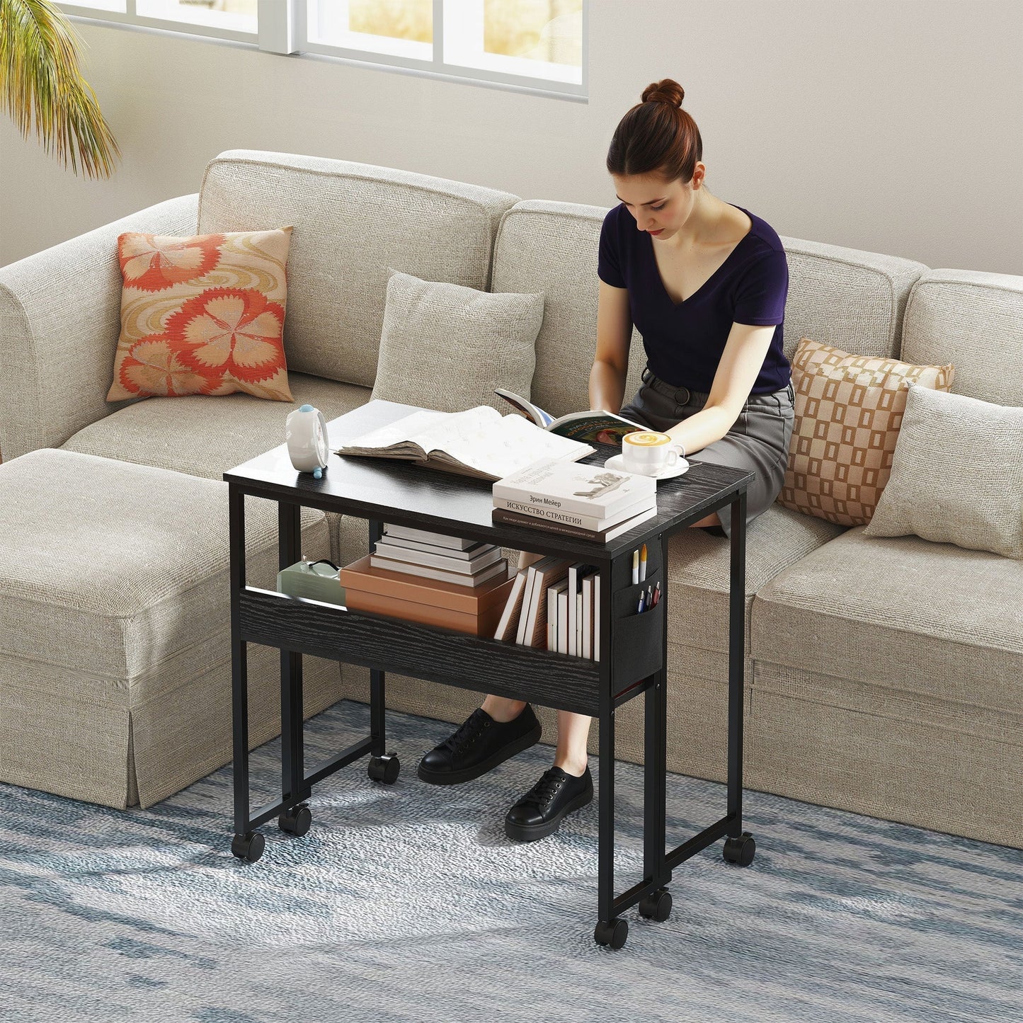 HOMCOM 80 cm Drop Leaf Writing Work Desk - Black