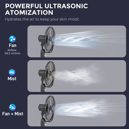 HOMCOM Pedestal Fan with Water Mist Spray in Black