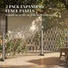 Outsunny 2 Pack Expanding Fence Panels, Wooden Freestanding Garden Fence with Stable Feet, 180 x 30 x 103cm, Dark Grey
