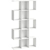 HOMCOM 5-Tier Bookshelf, S Shaped Geometric Bookcase with 15 Compartments, White Wood Effect