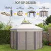 Outsunny 3 x 4m Garden Gazebo Hexagon Pop Up Gazebo Party Tent Canopy Double Roof Instant Shelter with Netting and Carry Bag for Outdoor Patio, Beige