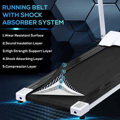 HOMCOM Folding Treadmill with Incline, Walking Pad Treadmill for Home, 1-10km/h Under Desk Running Machine with LCD Display and Wheels, No Assembly, White