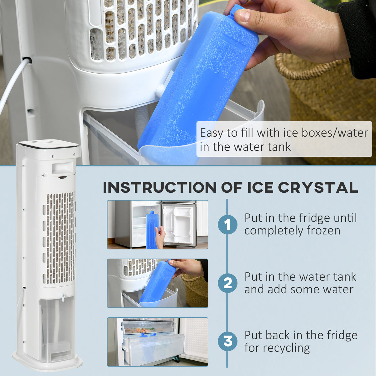 HOMCOM Evaporative Air Cooler in White