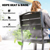 Outsunny Stackable Garden Chairs Set of 4, Garden Dining Chairs with Slatted HDPE Seat Back, Armrests, Metal Frame, Black