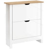 HOMCOM Slim Shoe Cabinet, Narrow Shoe Cupboard with 2 Flip Drawers, Adjustable Shelves for 12 Pairs of Shoes, High Gloss White