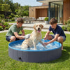 PawHut Foldable Dog Pool for Puppies and Ducks Dog Paddling Pool Bath Tub, Dark Grey, 160 x 30cm