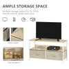 HOMCOM TV Stand Cabinet with 2 Foldable Drawers - Maple Colour