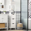HOMCOM Narrow Floor Cabinet, Bathroom Cabinet with 3 Drawers and 2 Open Shelves, 30W x 30D x 141.6Hcm, White