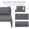 Outsunny 6 PCs Outdoor Indoor Sectional Sofa Set Thick Padded Cushions Aluminium Frame 5 Seaters 1 Coffee Table Footrest Grey