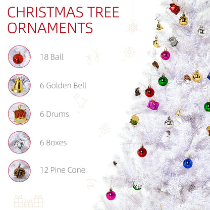 HOMCOM 5ft Snow Artificial Christmas Tree w/ Metal Stand Decorations Home Seasonal Elegant Faux White