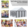 Outsunny 4m x 4m Marquee Gazebo with Sides, Level 6 Wind Protection & Waterproof, Light Grey